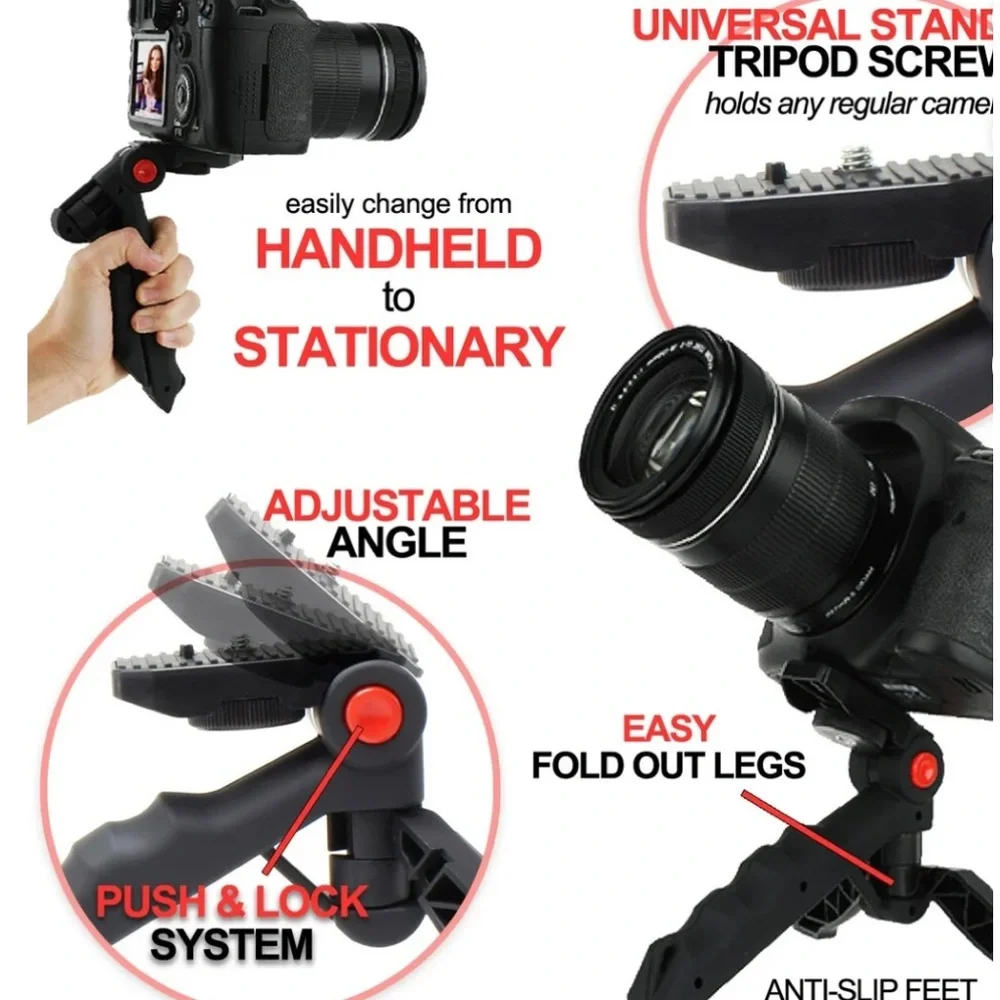 Vivitar Pistol Grip portable mini tabletop Tripod with smartphone holder black
